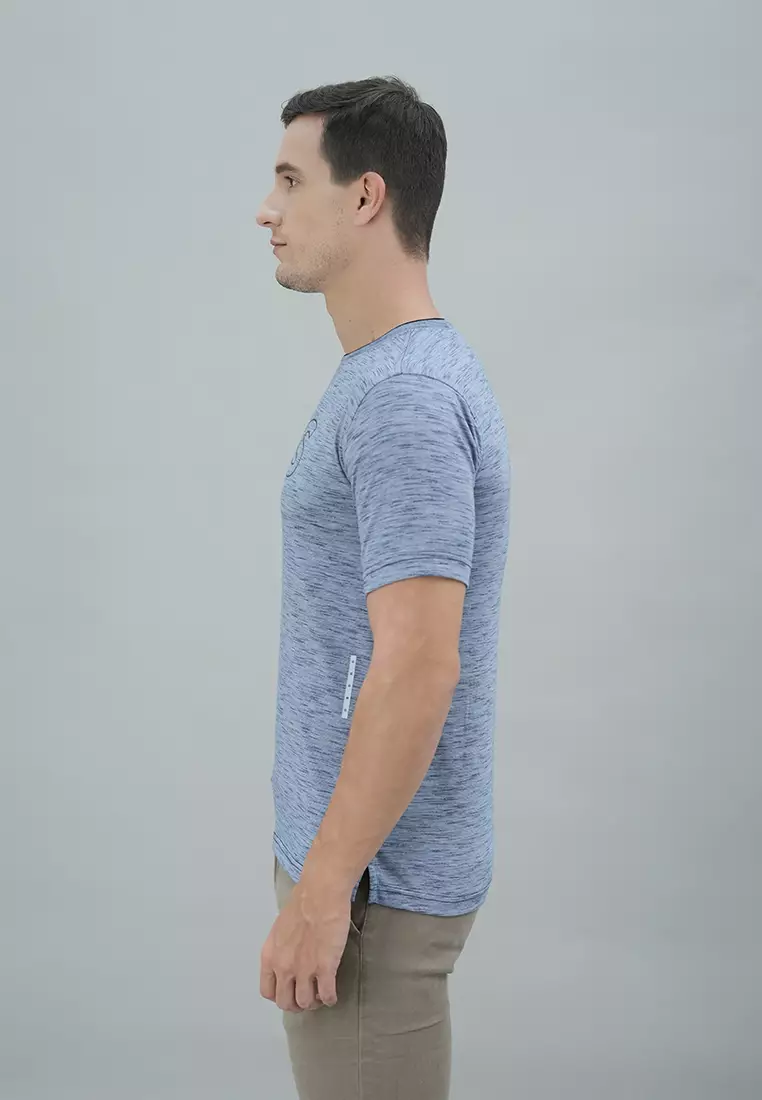 LGS - Kaos Casual Pria - Lengan Pendek - Biru Muda - Gambar Sablon - JTS.323.S3190F.01.C