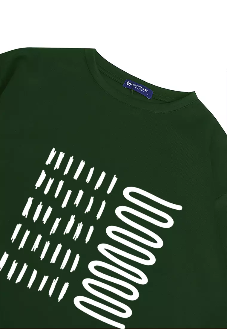 MTN99 kaos oversize abstrak aesthetic kece pria scuba bahan tebal THIRD DAY crew neck hitam