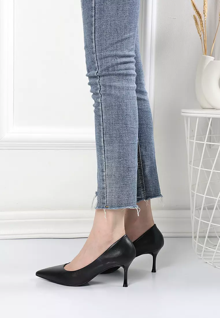 6.5CM Microfiber Leather Pointy Pumps 2065-2