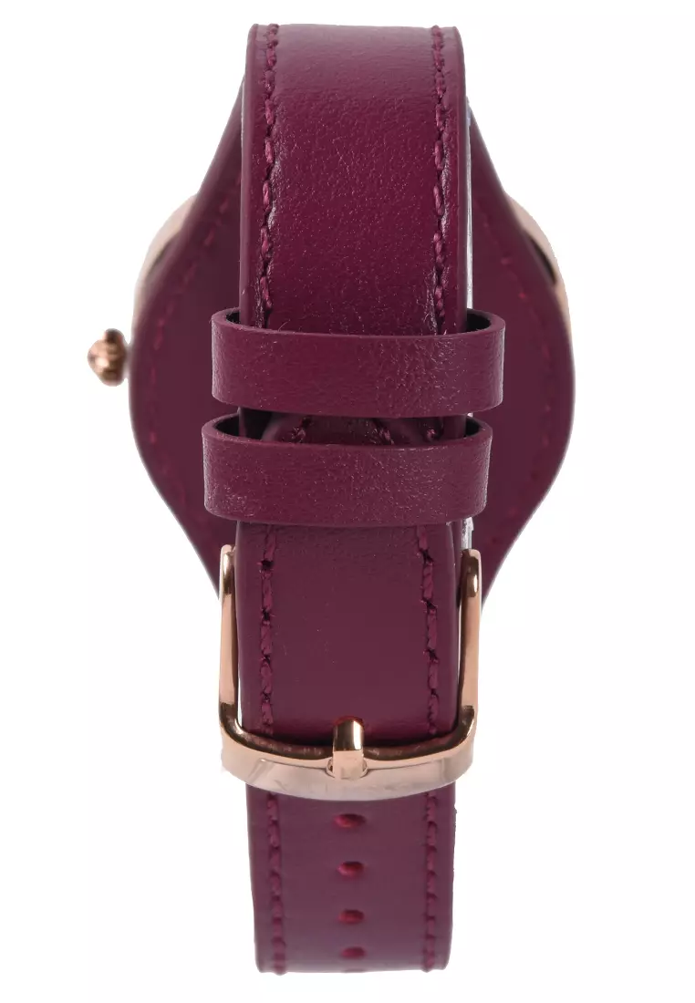 Bonia - Jam Tangan Wanita - Rosegold - Purple Leather Strap - BNB10653-2577