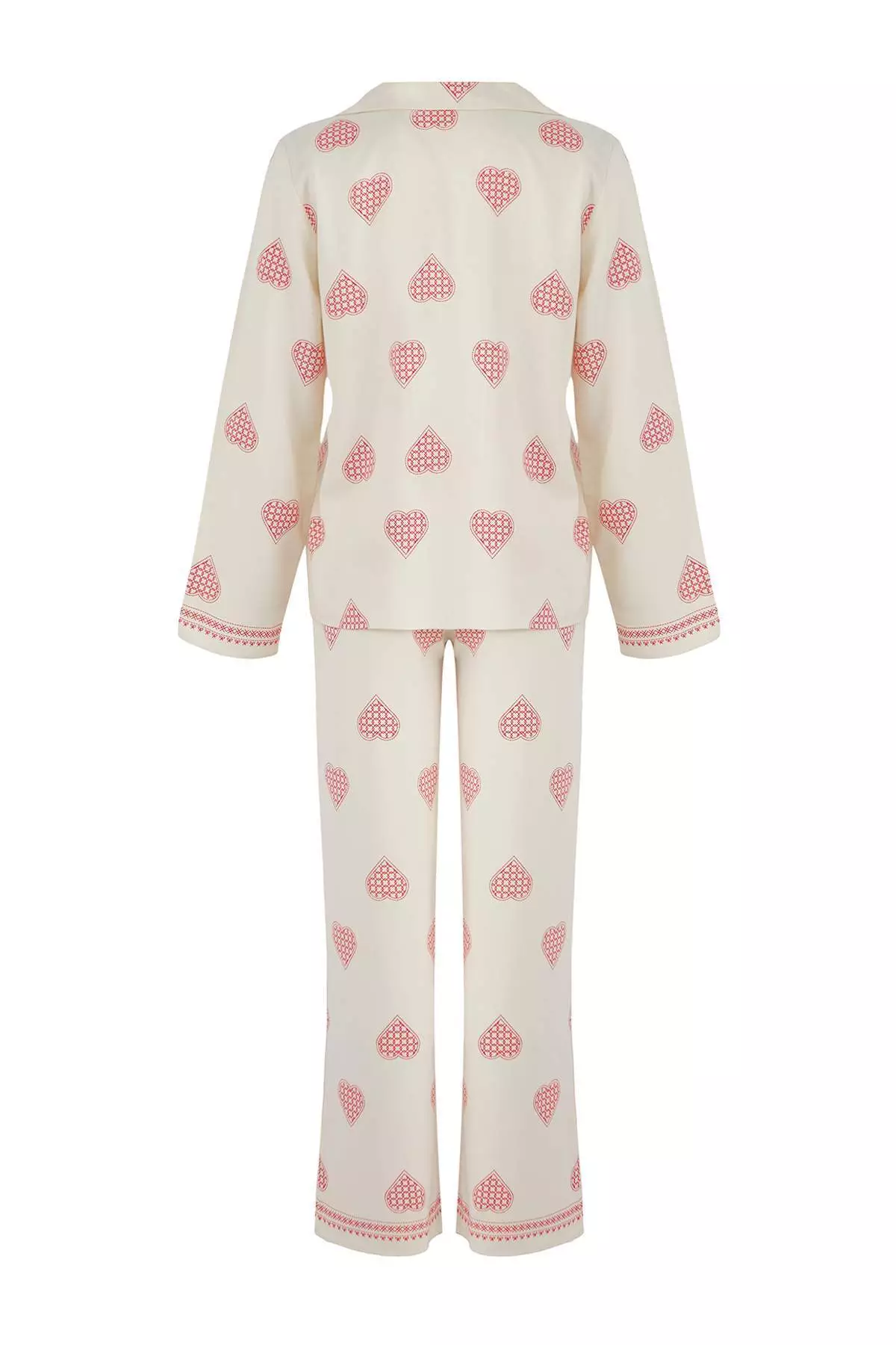 Ecru 100% Cotton Lined Woven Pajama Set Thmaw26Pt00025