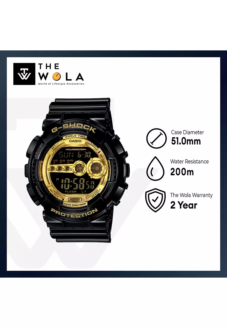 G-Shock Men's Digital Watch GD-100GB-1 Gold Dial with Black Resin