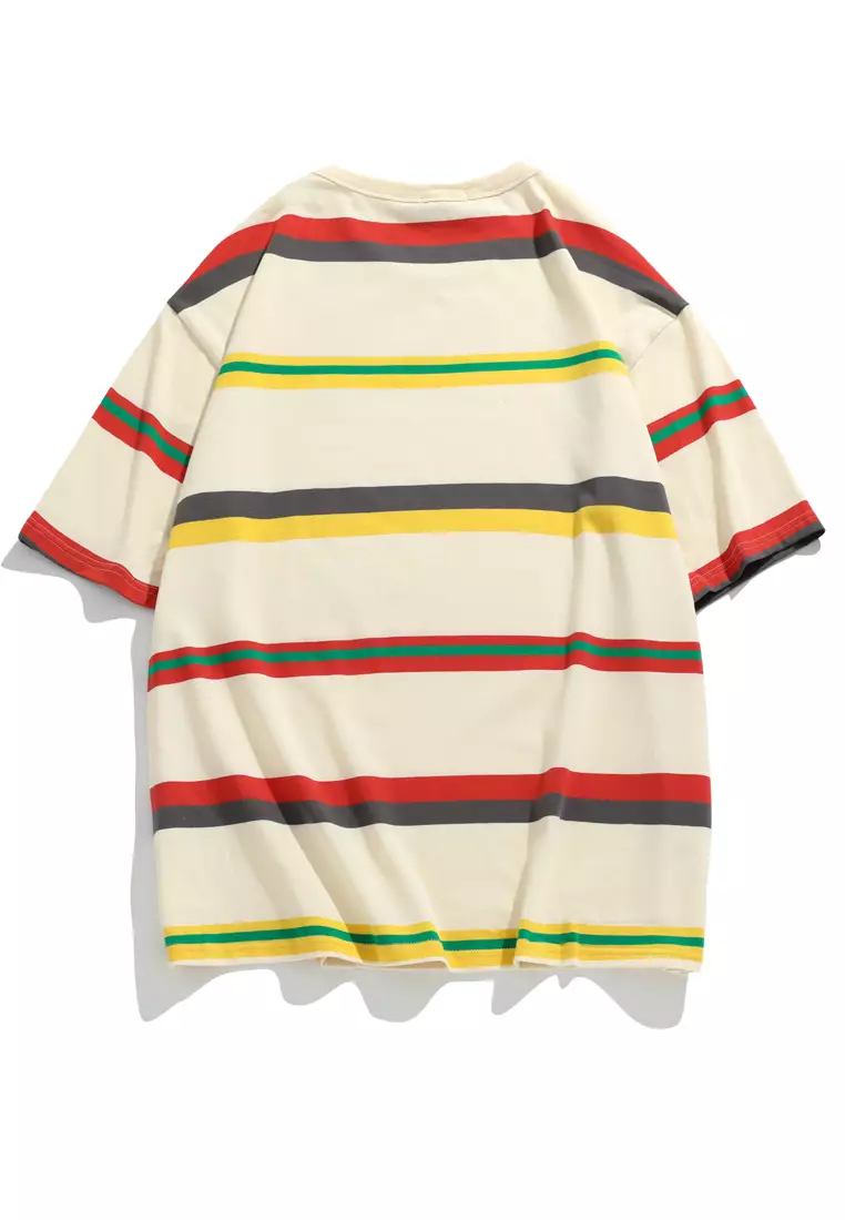 Contrast Stripe Short Sleeve T-shirts RA-H1008