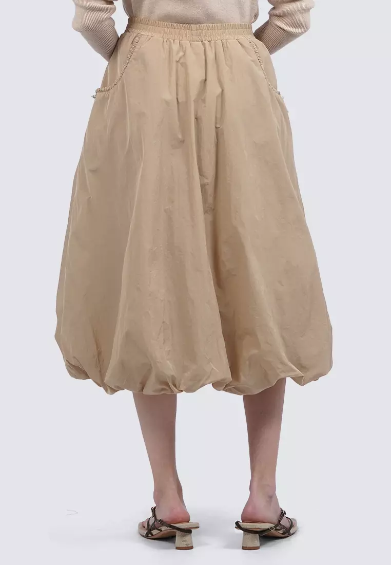 Parachute Balloon Midi Skirt KHAKI