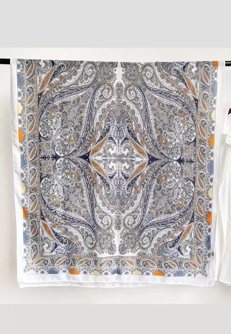 Jual San Marco Paisley Pattern Viscose Shawl Syal Wanita Blue Original ...