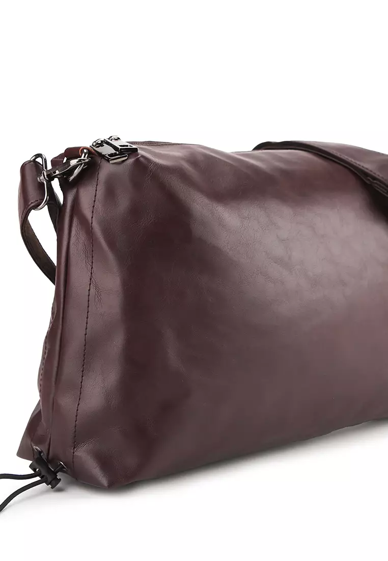 Distressed Leather Carry Crossbody Bag