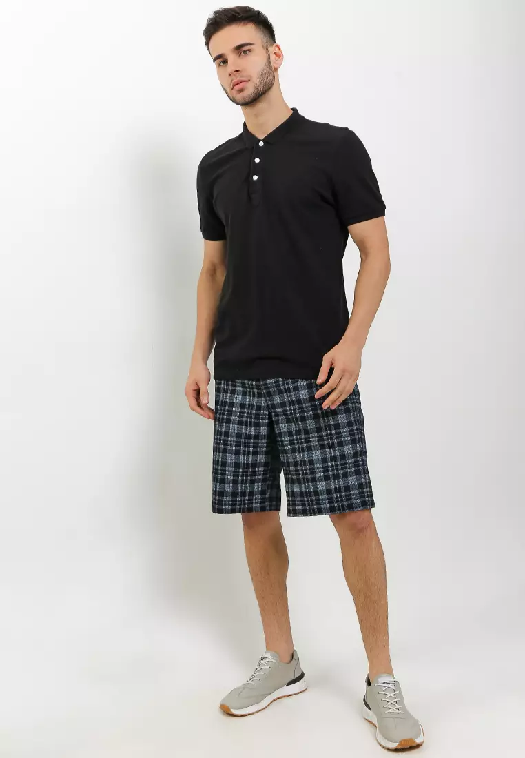 Crocodile Celana Bermuda Katun Pria - Men Short Pants - 134 Black Grey