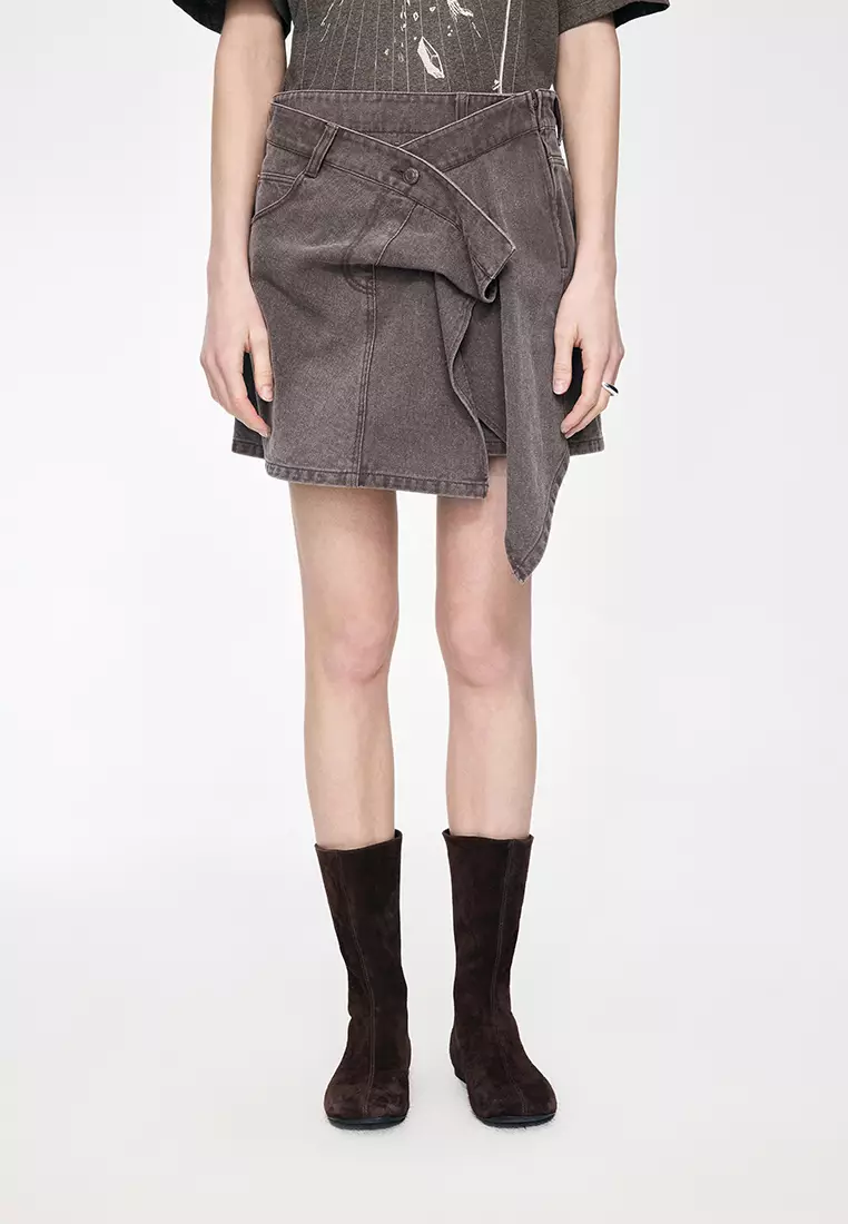 [Light Formal] Imported Italian Colored Cow A-line Short Skirt