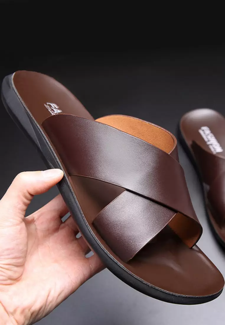 VANSA Simple Leather Sandals VSM-S9006