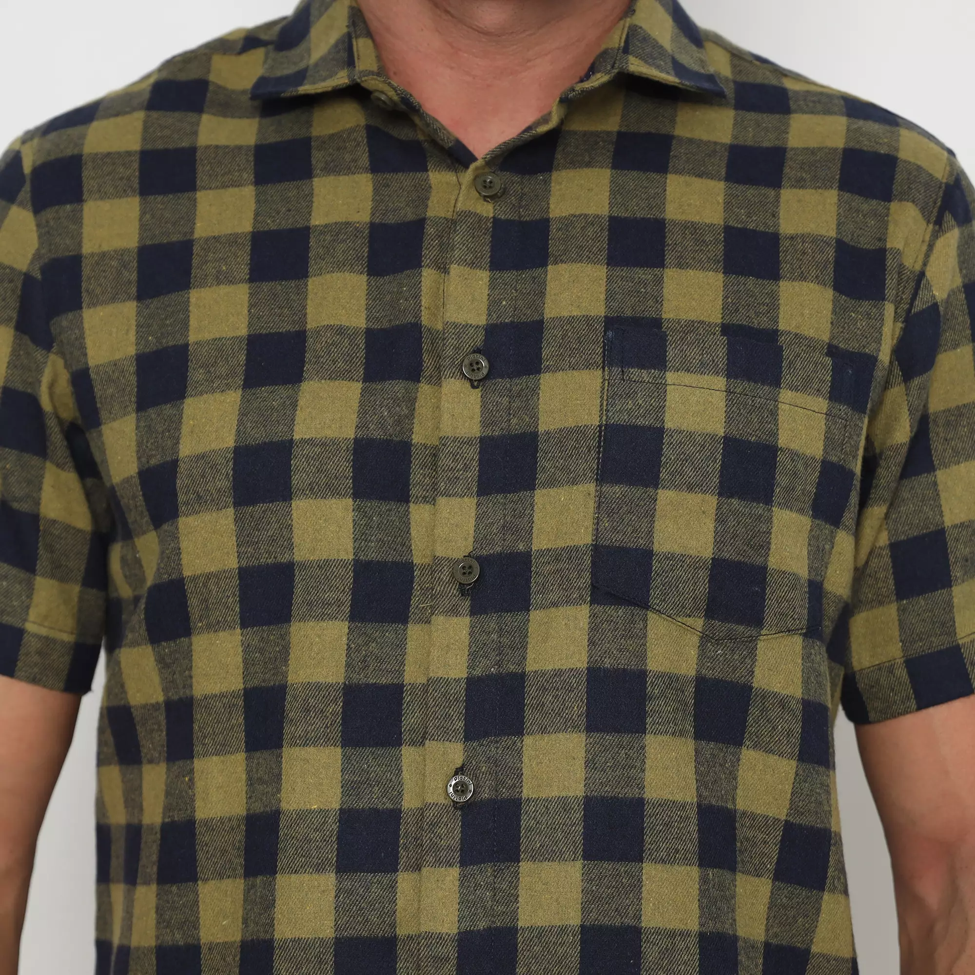 Platini Kemeja Flanel Kotak Pria Lengan Pendek Katun Hijau 73382