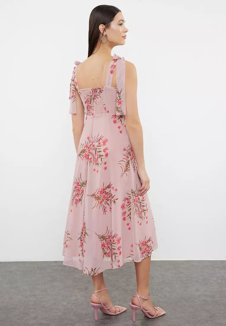 Tie Straps Floral Dress