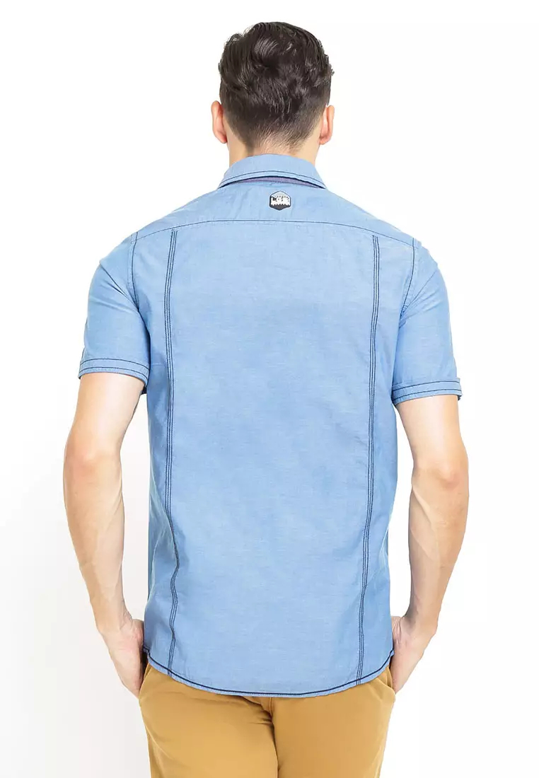 LGS - Kemeja Casual - Garis Abu - Biru - Slim Fit - JSH.390.S676F.495.C