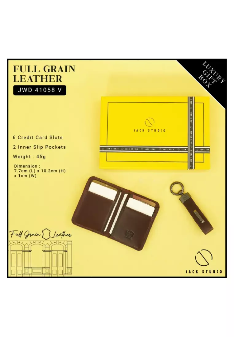 Jack Studio Men's Cow Leather Cardholder & Keychain Gift Set