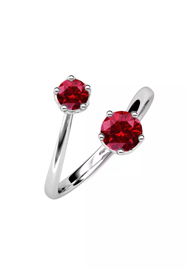 Birth Stone Ring January Garnet WG - Cincin Crystal by Her Jewellery