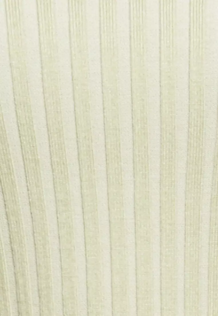 V Neck Knitted Ribbed Top