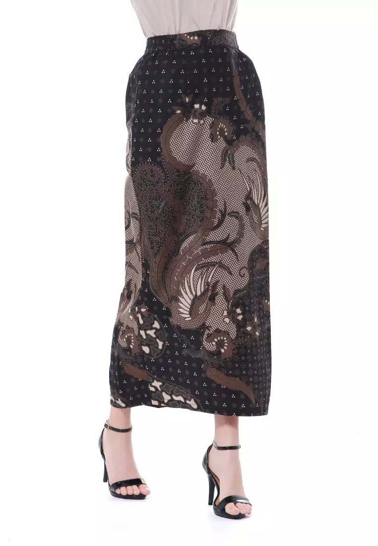 Yuvika Long Rok Bawahan Wanita Motif Batik Premium Quality - Brownie