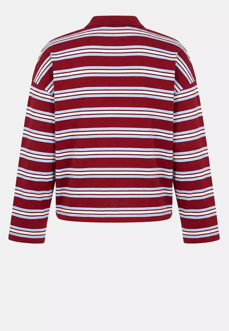 Burgundy Striped Oversized Large Size T-Shirt Tbbss26Bf00001