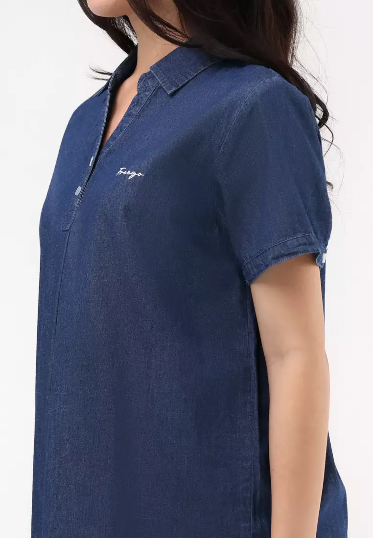 Chambray Short Sleeve Blouse