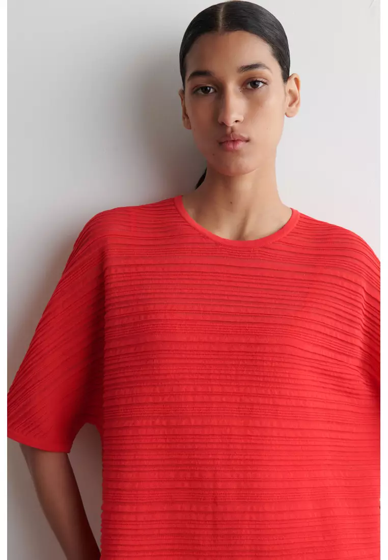 PLEATED KNITTED MINI DRESS