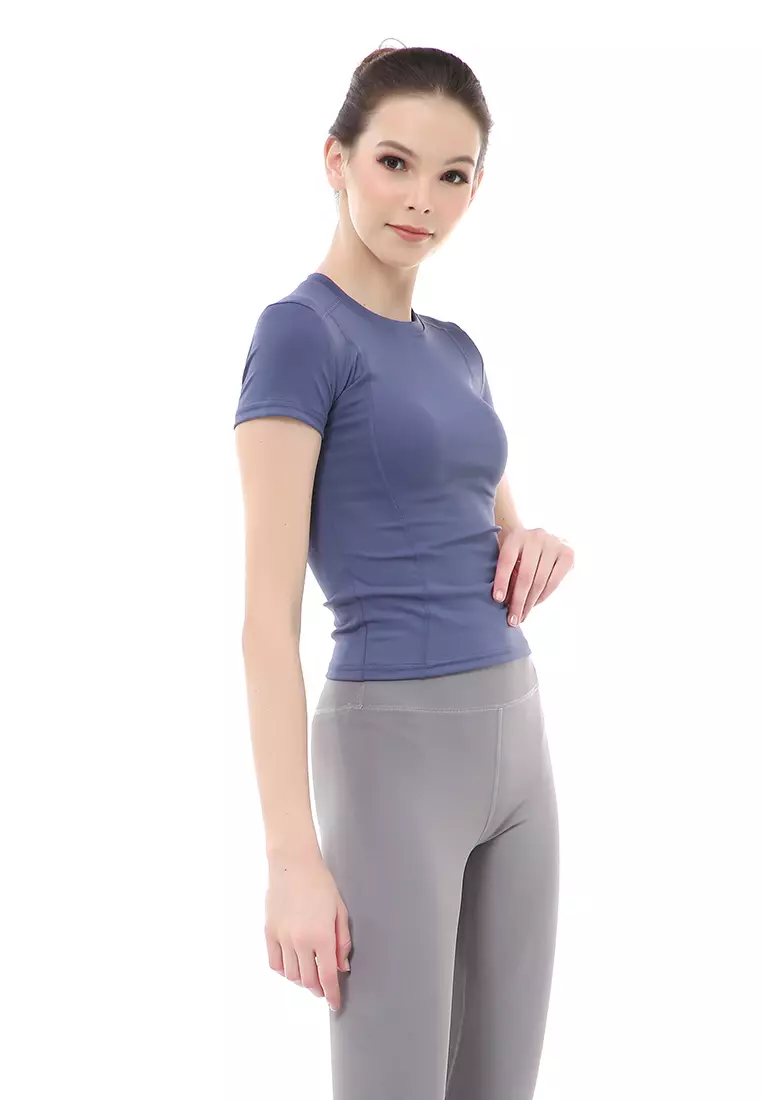 Mikayla Kaos Olahraga Wanita Simple Design Sporty T-Shirt Lengan Pendek Material Polyester ORIGINAL - Navy