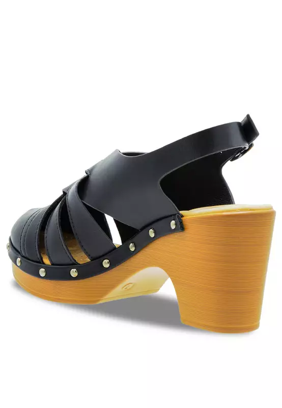 Solid Tone Wooden Casual Heels