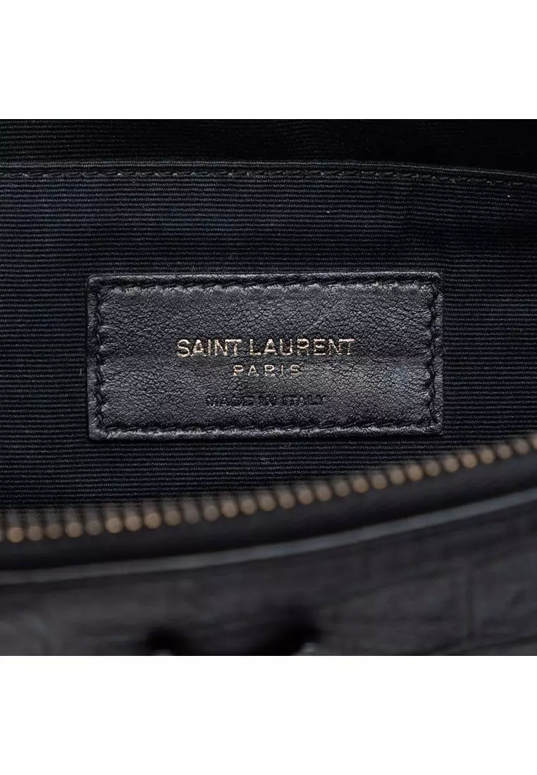 Pre-Loved Saint Laurent Croc Embossed Leather Monogram Clutch