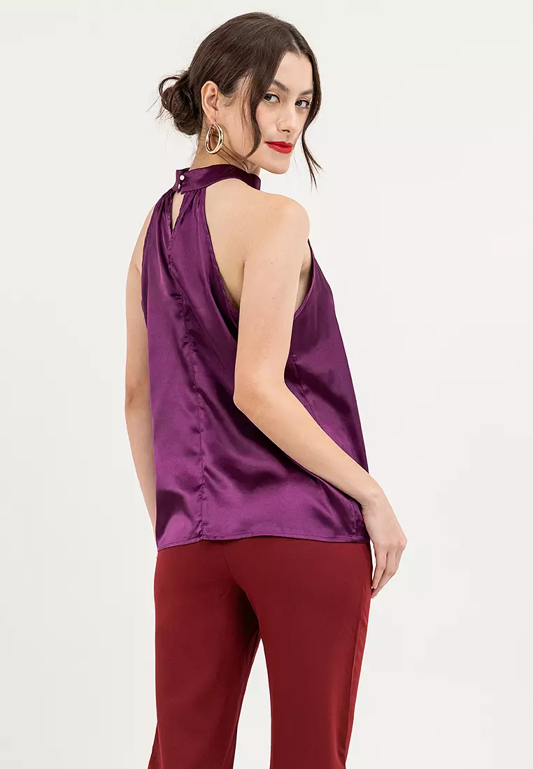 Myrose Satin Halter Blouse