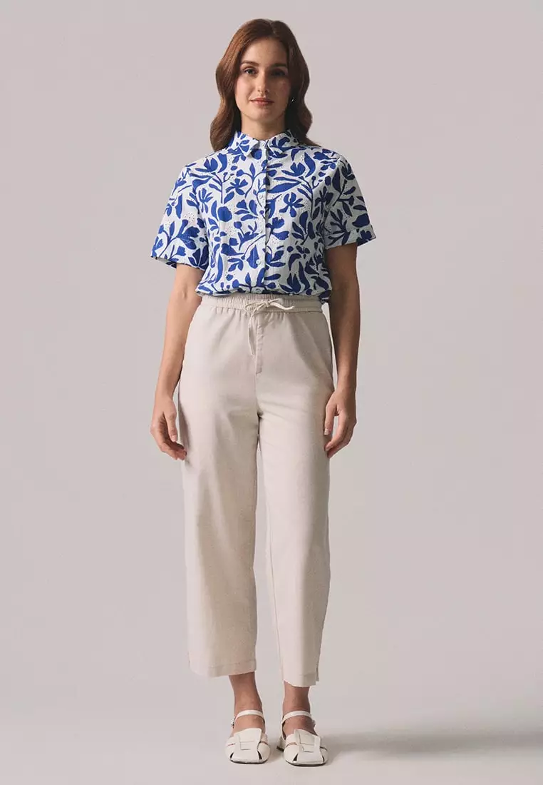 Linen Trousers With Drawstring Detail
