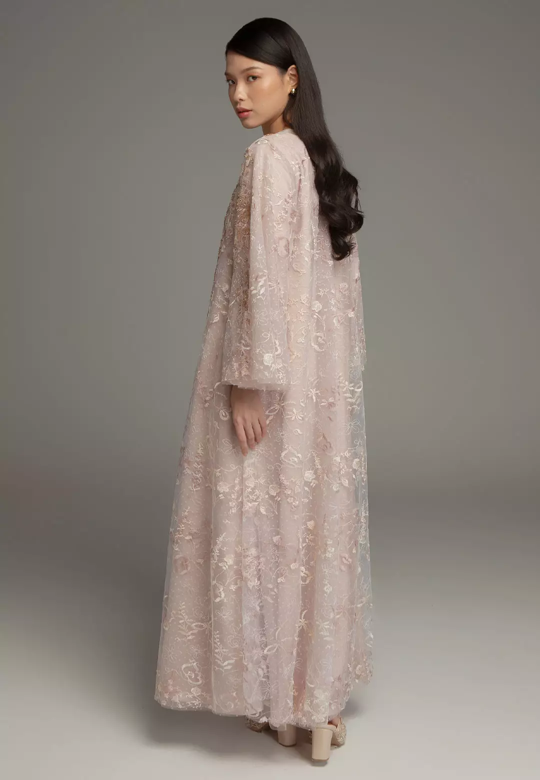 HijabChic Pamela Blush Pink Dress - Dress Lebaran Tulle Flowy Payet Shimmering Mewah Elegan