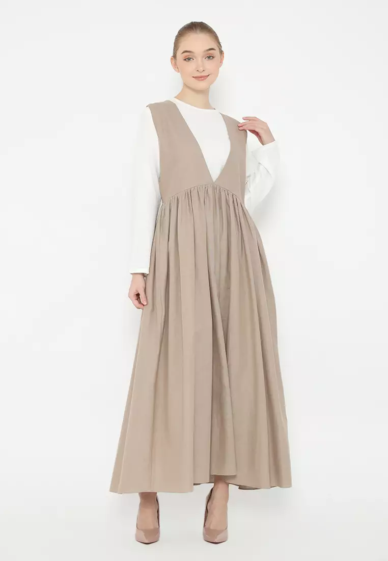 Delvira One Set Abaya Khaki