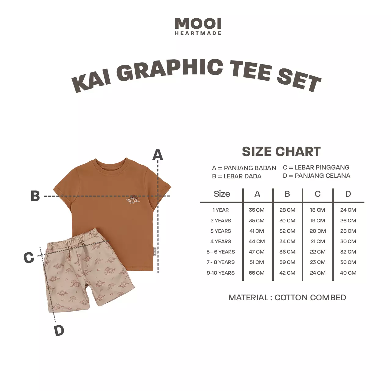 Mooi Setelan Anak Kaos Anak Tshirt Kai Graphic Tee Set - Steel Grey