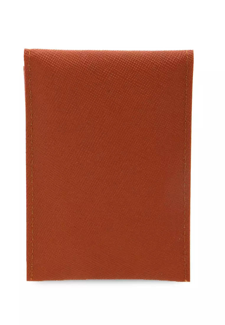 Manley Card Wallet Motif Polos Pengait Kancing Design Simple - Coklat