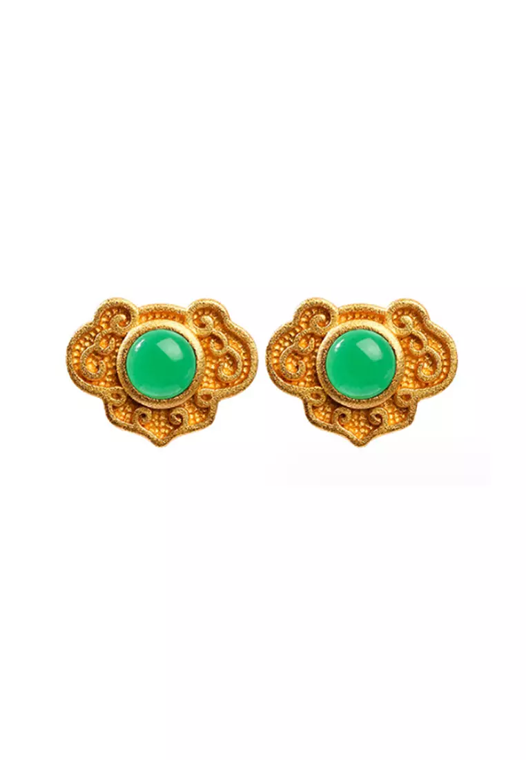 Gold and jade on sale earrings