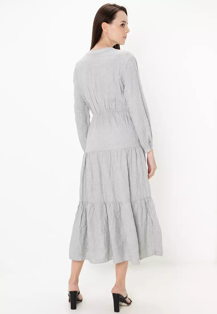 Embroidered Panelled Midi Dress
