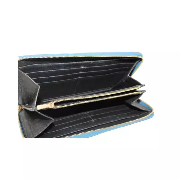 Celine Pre Loved CELINE Blue Python Leather Wallet