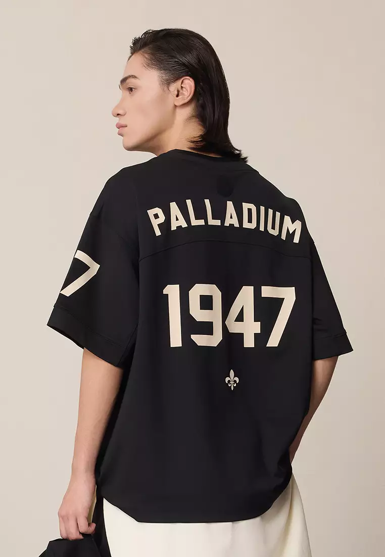 男裝 LOGO 復古風格寬鬆落肩T裇