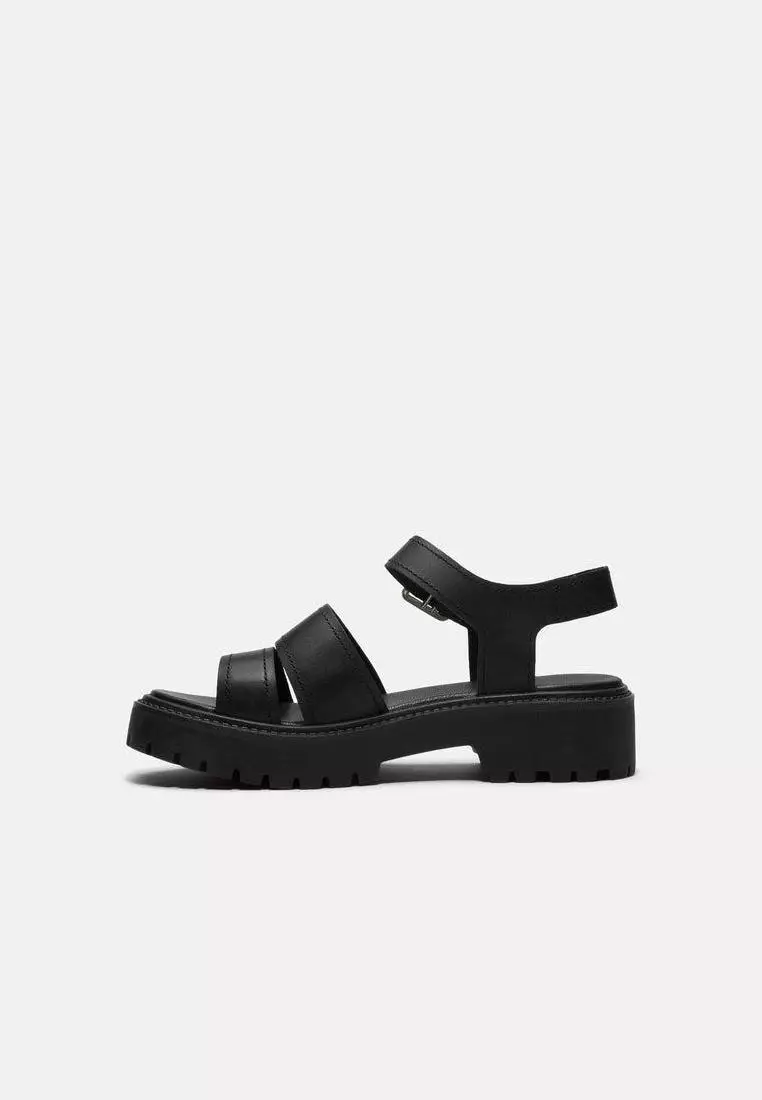 Women’s Stone Street Platform Backstrap Sandal (Black full grain)