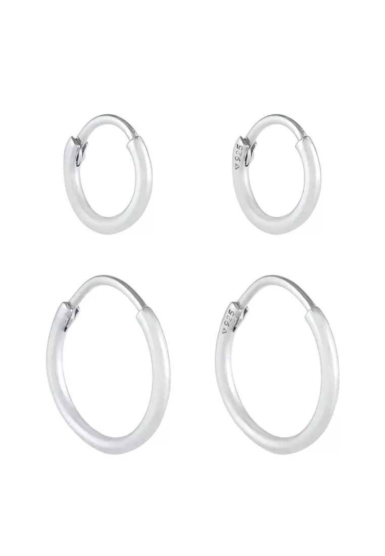 EXCLUSIVE Anting Perhiasan Perak 925 Pria Hoop Set Duo
