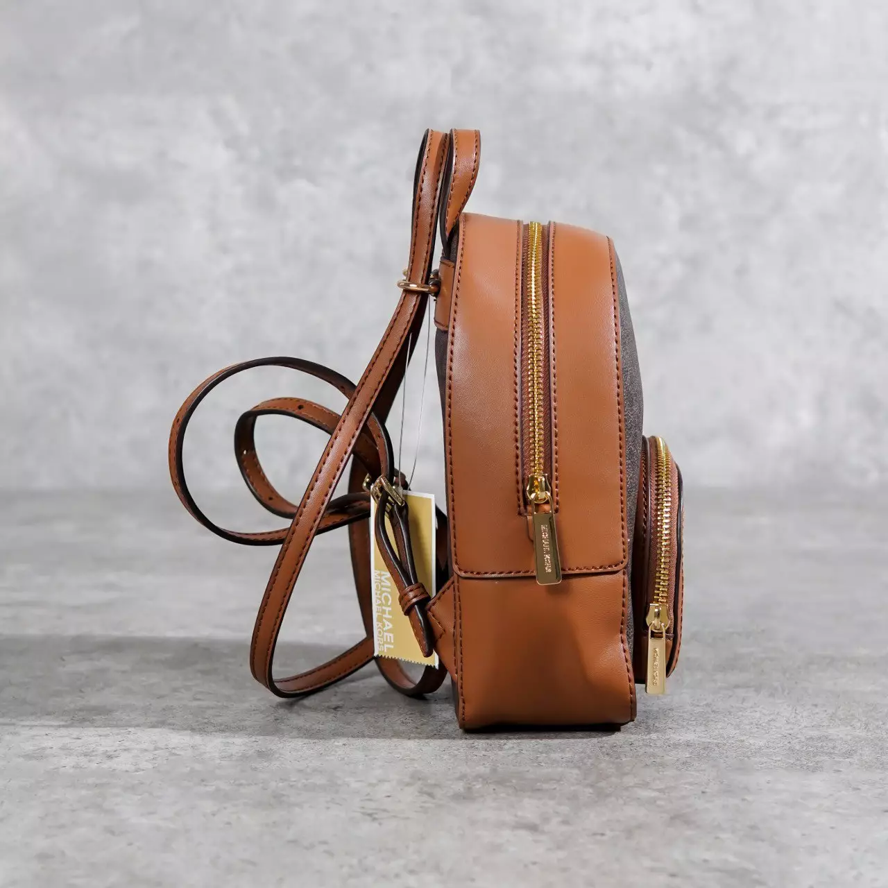 Tas MICHAEL KORS MK MONOGRAM BROWN CAMEL MINI BACKPACK 100% ORIGINAL