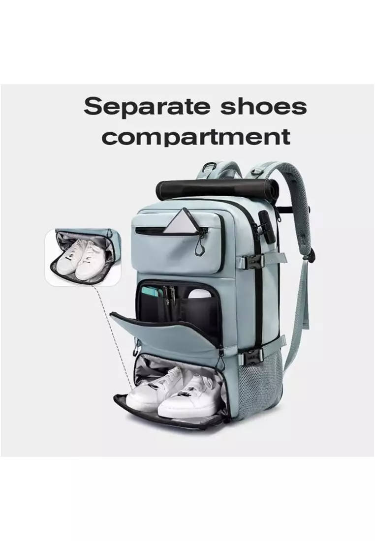 Bange Nylon Multifunctional Bag Three-Way Use TSA Lock Mountaineering Backpack 30L Light Blue