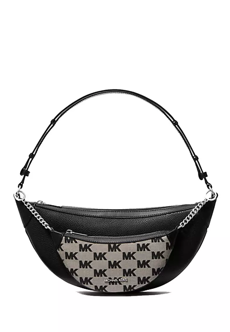 Hollis Medium 2-in-1 Pebbled Leather and Logo Jacquard Shoulder Bag