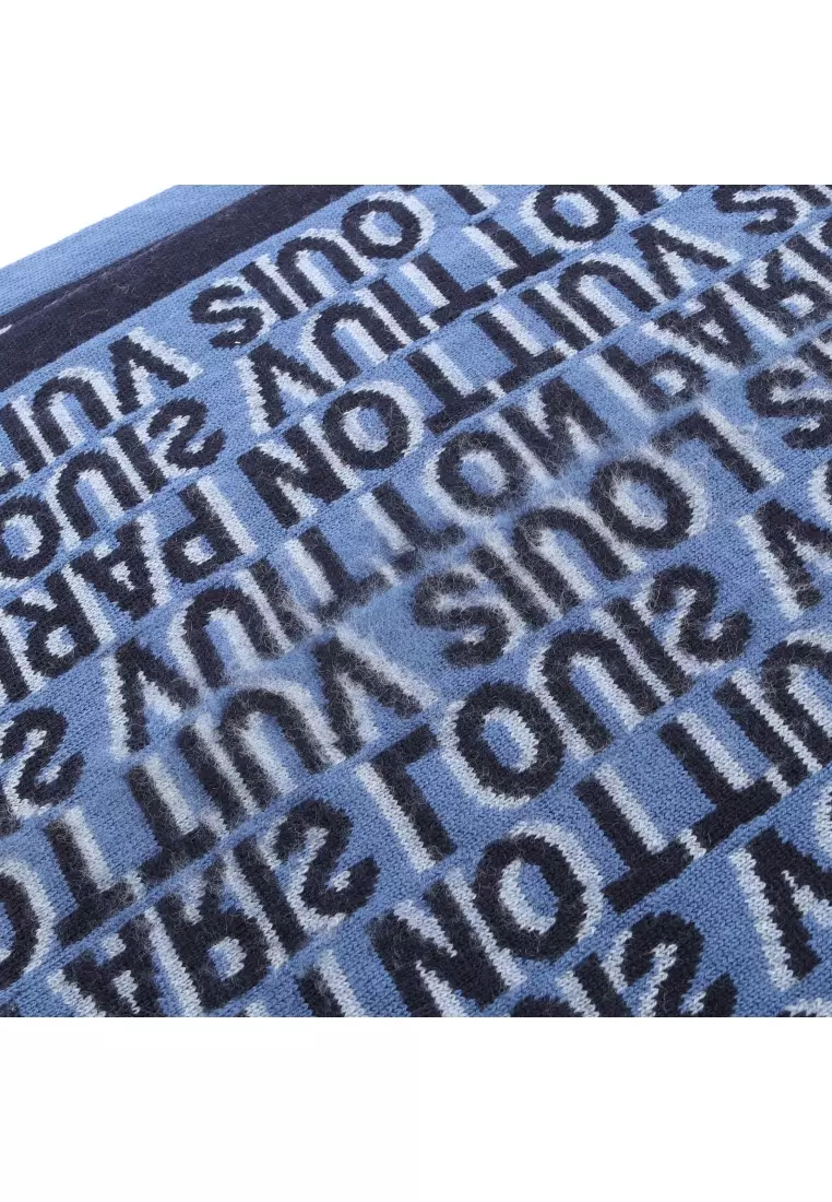 Pre-Loved Louis Vuitton Écharpe LV Tag Scarf wool Navy blue