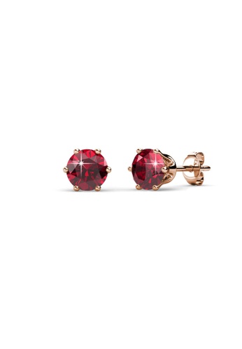 Her Jewellery red and gold Birth Stone Earrings (January, Rose Gold) - Made with premium grade crystals from Austria BE6A3ACE07332CGS_1