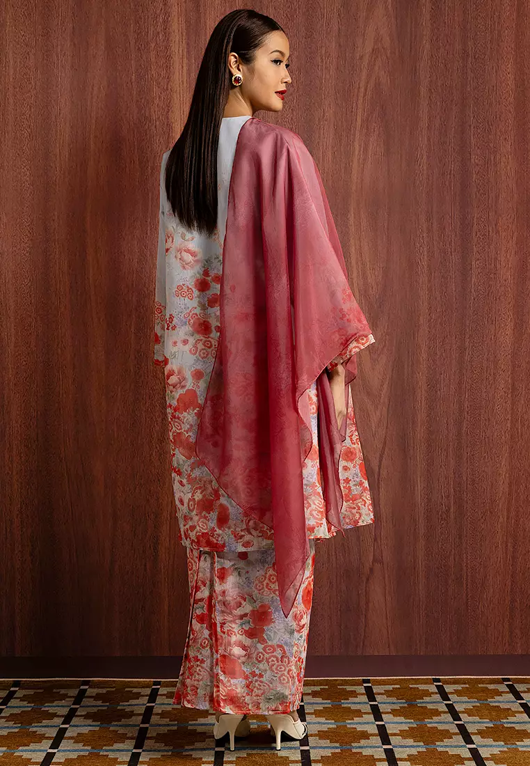 IRIS PRINTED KURUNG LABUH SET WITH SHAWL