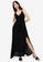ZALORA BASICS black Deep V Maxi Dress with Slit D3D57AAD725D3CGS_1