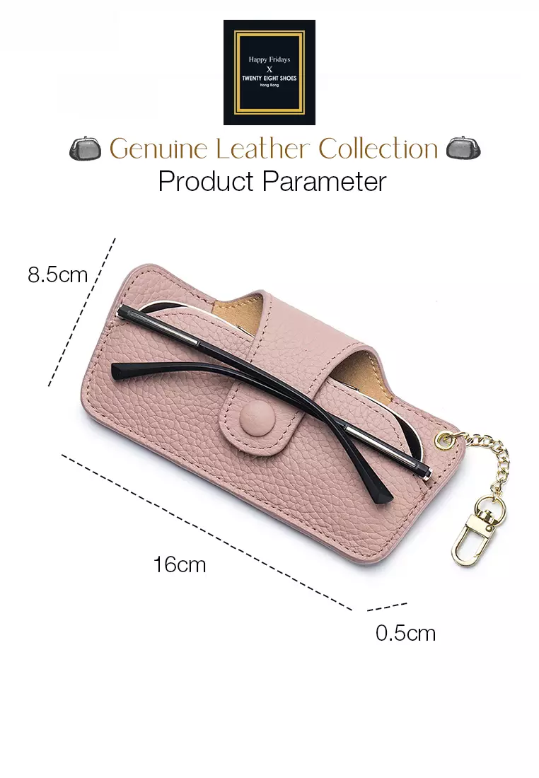 Full Grain Leather Minimalist Snap Button Glasses Case JW AN-9990