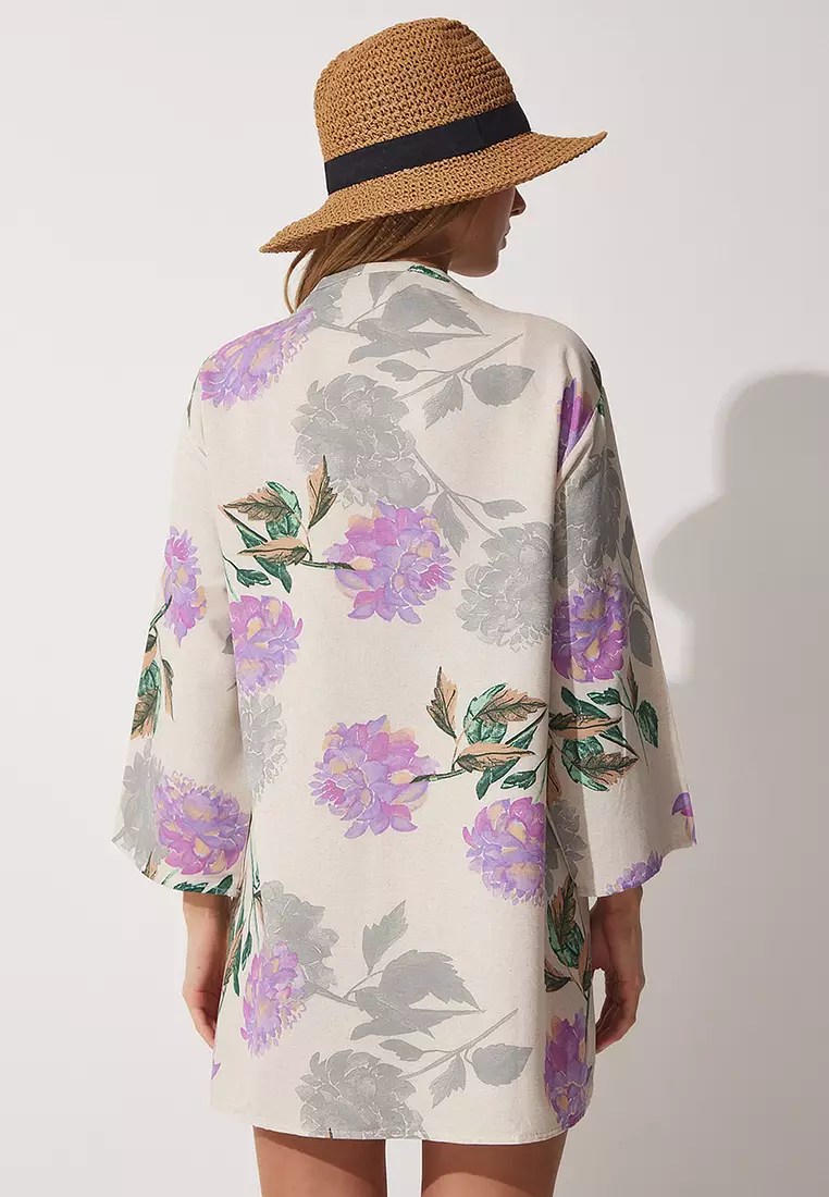 Patterned Beach Kimono Cardigan