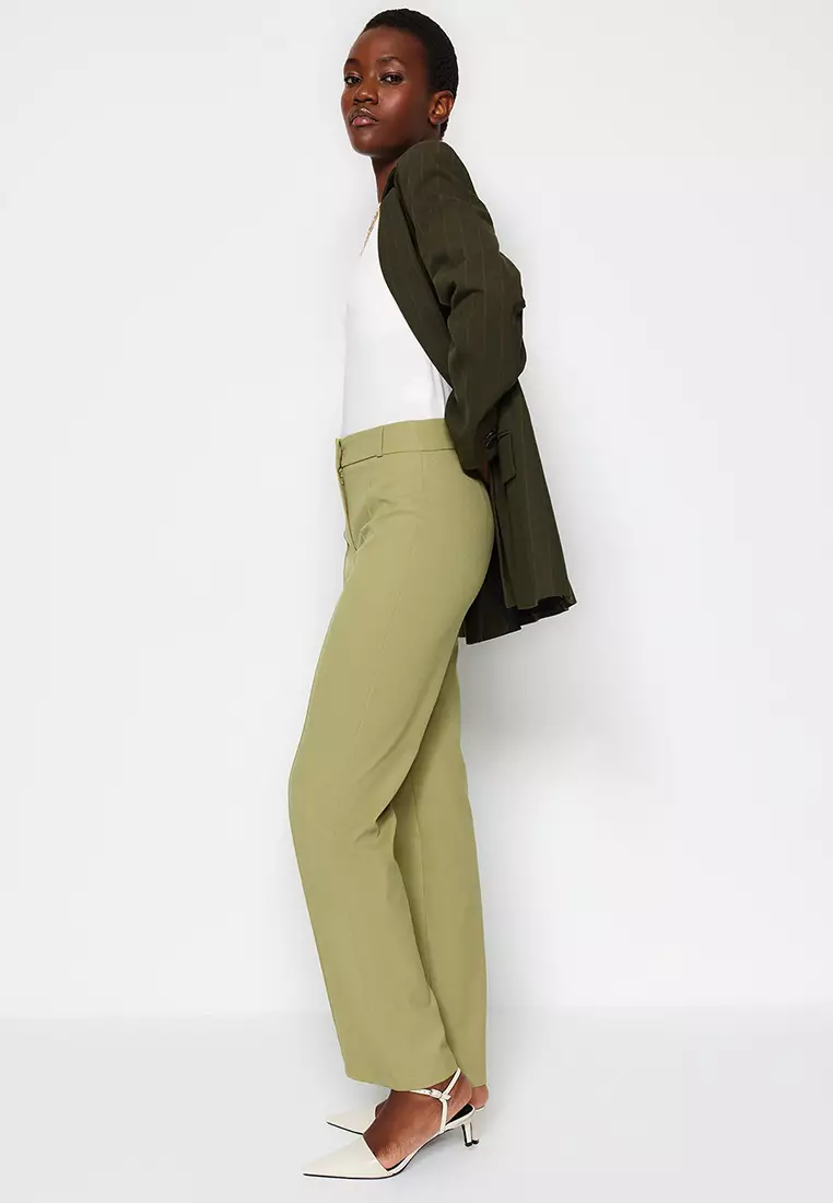 High Waist Straight Cut Trousers