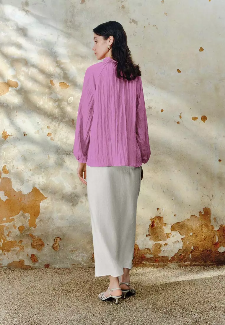 High Waist Ruched Draped Midi Wrap Skirt