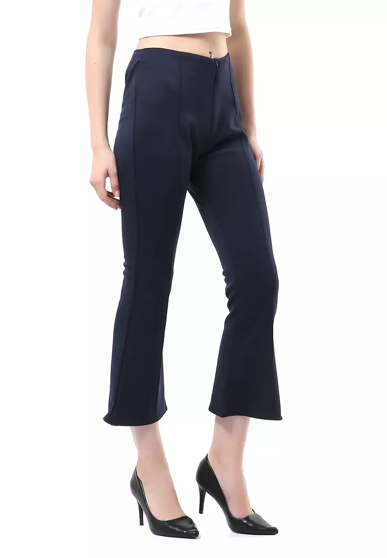 Stella Celana Kerja Wanita Long Pants Cutbray Simple Design Material Scuba ORIGINAL - Navy